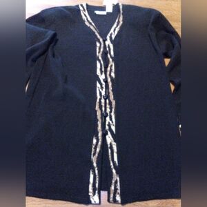 Delores Bell Vintage Black Leopard Print Pullover Sweater Size Small NWT